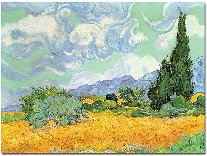 Trademark Global Vincent Van Gogh "Wheatfield with Cypresses 1889" Canvas Art, 24" x 32"