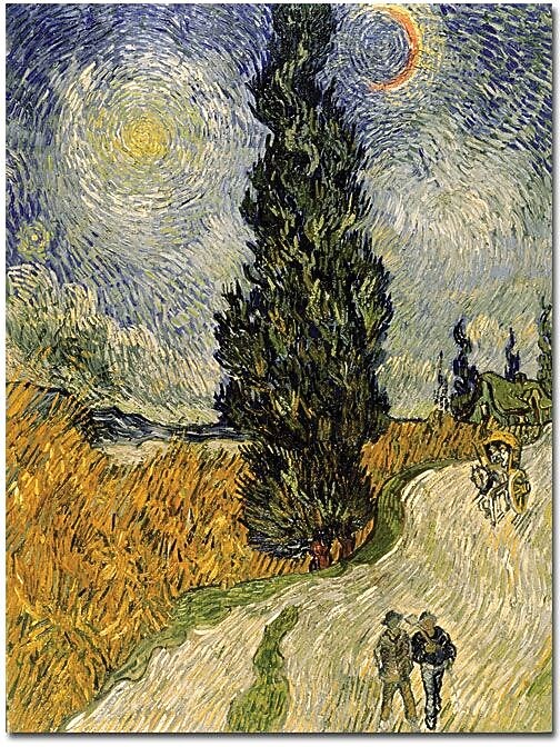 Trademark Global Vincent Van Gogh "Road with Cypresses 1890" Canvas Art, 35" x 47"
