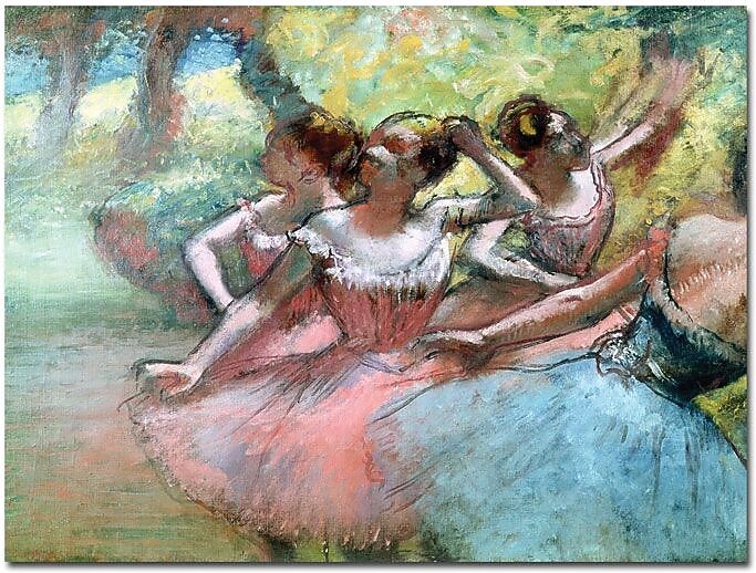 Trademark Global Edgar Degas "Four Ballerinas on the Stage" Canvas Art, 14" x 19"