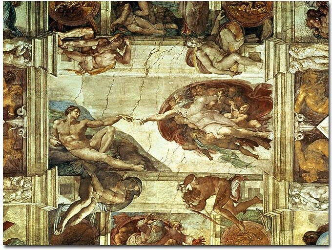 Trademark Global Michelangelo "The Creation of Adam" Canvas Art, Vintage, 35" x 47"