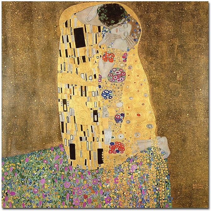 Trademark Global Gustav Klimt "The Kiss 1907 8" Canvas Art, 18" x 18"