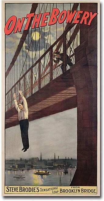 Trademark Global Steve Brodie "Steve Brodie's Leap from the Brooklyn Bridge" Canvas Art, 47" x 24"