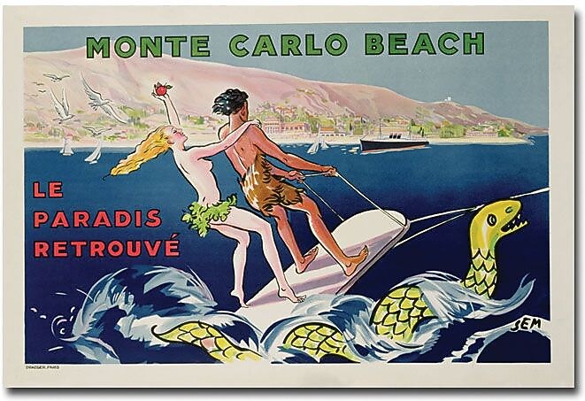 Trademark Global Georges Goursat "Monte Carlo Beach 1932" Canvas Art, 16" x 24"