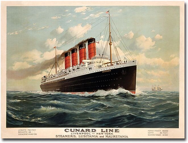 Trademark Global Fred Pansing "Cunard Line, 1908" Canvas Art, 24" x 32"