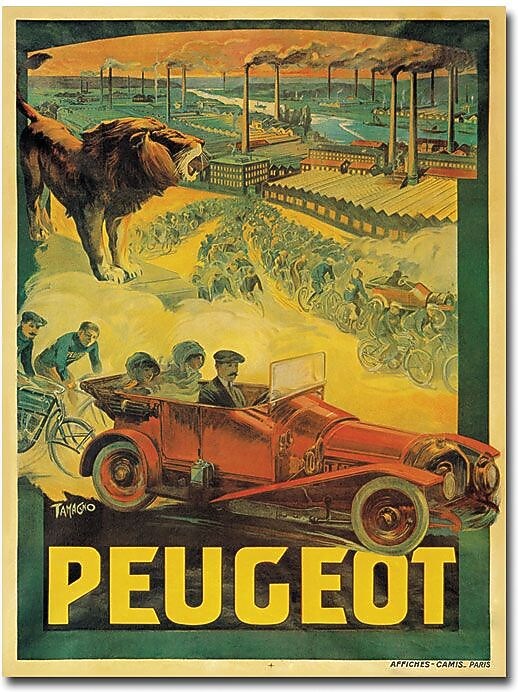 Trademark Global Francisco Tamagno "Peugeot Cars, 1908" Canvas Art, 47" x 35"