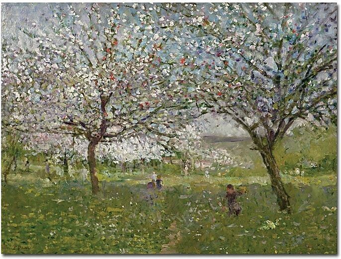 Trademark Global Ernest Quost "Apple Trees in Flower" Canvas Art, 14" x 19"