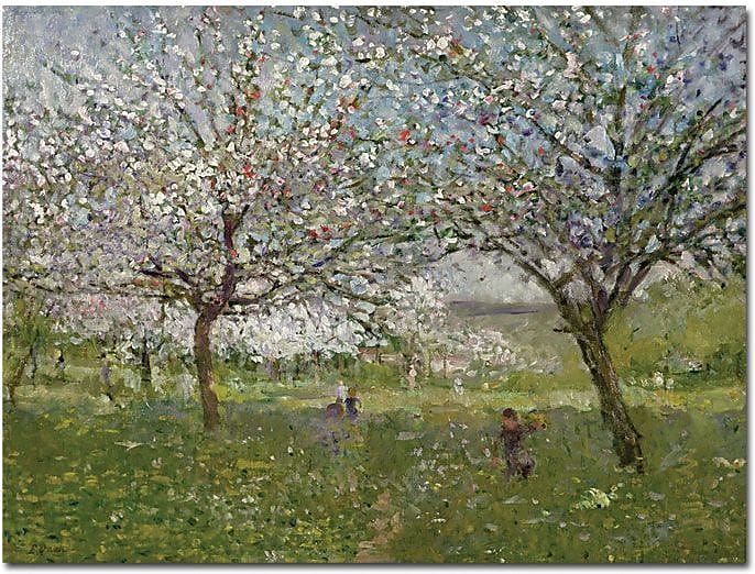 Trademark Global Ernest Quost "Apple Trees in Flower" Canvas Art, 35" x 47"