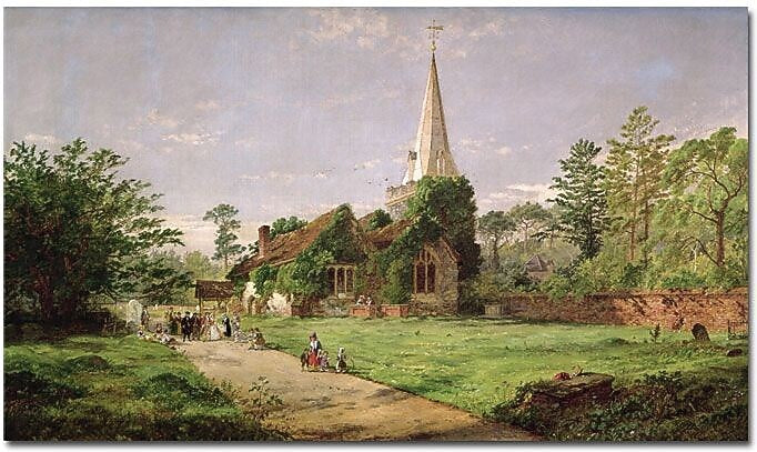 Trademark Global Jasper Cropsey "Stoke Poges Church" Canvas Art, 30" x 47"