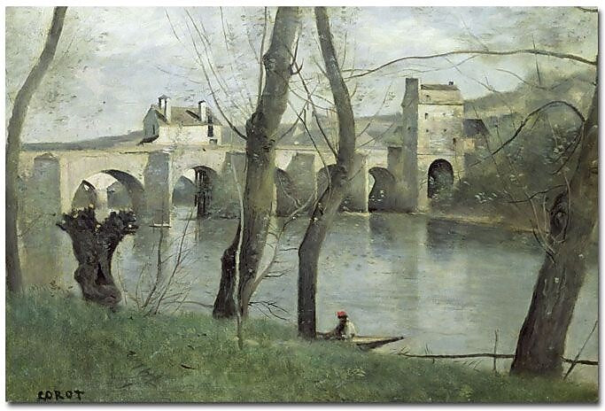 Trademark Global Jean Baptiste Corot "The Bridge Mantes" Canvas Art, 35" x 47"