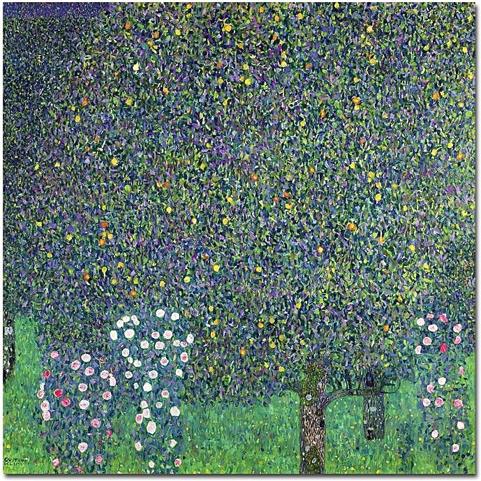 Trademark Global Gustav Klimt "Roses Under the Trees, 1905" Canvas Art, 18" x 18"