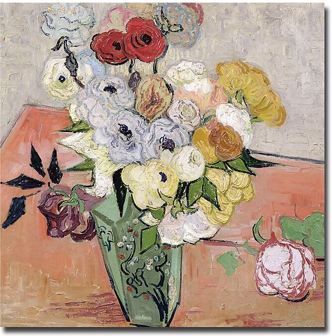 Trademark Global Vincent Van Gogh "Roses and Anemones, 1890" Canvas Art, 24" x 24"
