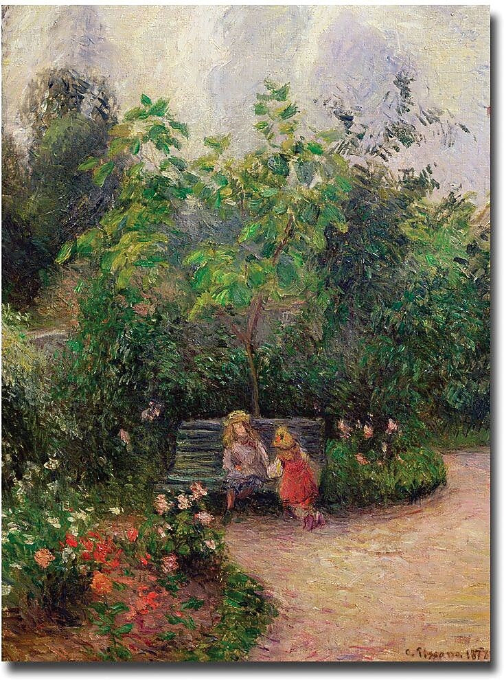 Trademark Global Camille Pissarro "Gardern at the Hermitage, Pontoise, 1877" Canvas Art, 24" x 18"