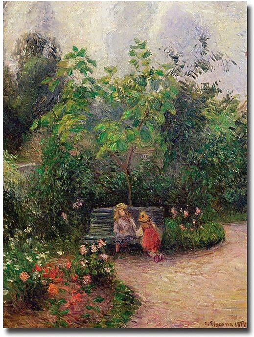 Trademark Global Camille Pissarro "Gardern at the Hermitage, Pontoise, 1877" Canvas Art, 47" x 35"