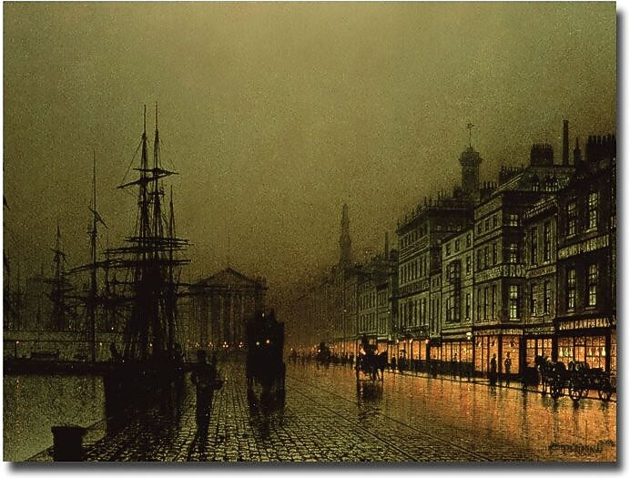 Trademark Global John Atkinson Grimshaw "Greenock Dock by Moonlight" Canvas Art, 18" x 24"