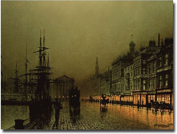 Trademark Global John Atkinson Grimshaw "Greenock Dock by Moonlight" Canvas Art, 30" x 47"