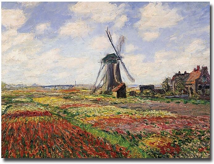 Trademark Global Claude Monet "Tulip Fields with Rijnsburg Windmill, 1886" Canvas Art, 18" x 24"
