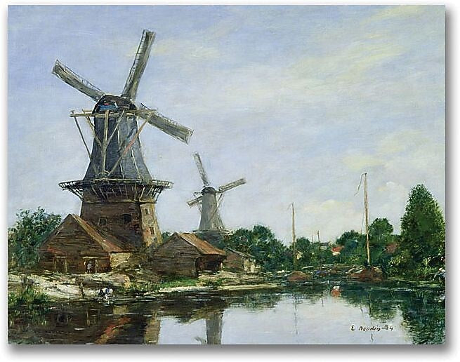 Trademark Global Eugene Boudin "Dutch Windmills" Canvas Art, 18" x 24"