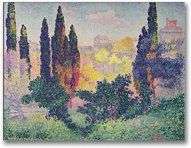 Trademark Global Henri Edmond Cross "The Cypresses at Cagnes" Canvas Art, 35" x 47"