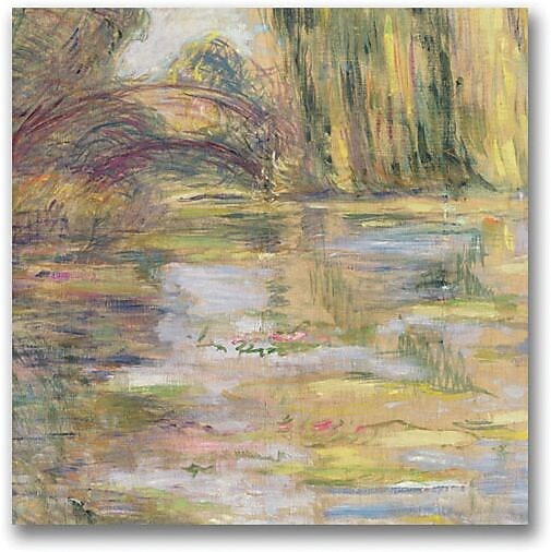Trademark Global Claude Monet "Waterlily Pond The Bridge" Canvas Art, 18" x 18"
