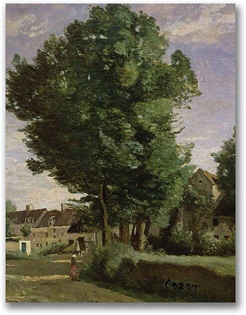 Trademark Global Jean Baptiste Corot "Outskirts of a village" Canvas Art, 47" x 35"