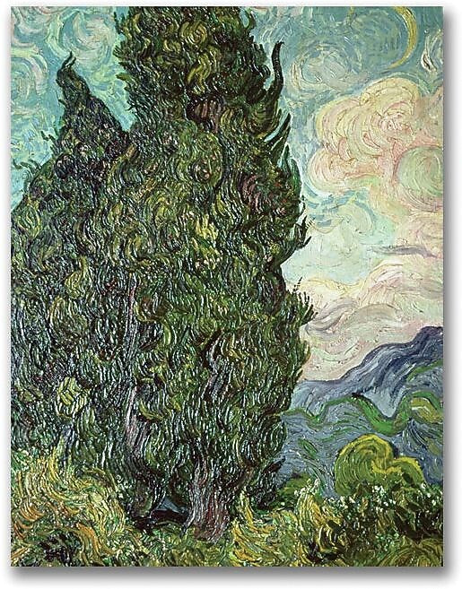 Trademark Global Vincent Van Gogh "Cypresses, 1889" Canvas Art, 24" x 18"