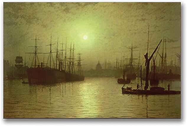 Trademark Global John Atkinson Grimshaw "Nightfall Down the Thames, 1880" Canvas Art, 30" x 47"