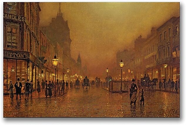 Trademark Global John Atkinson Grimshaw "A Street at Night" Canvas Art, 16" x 24"