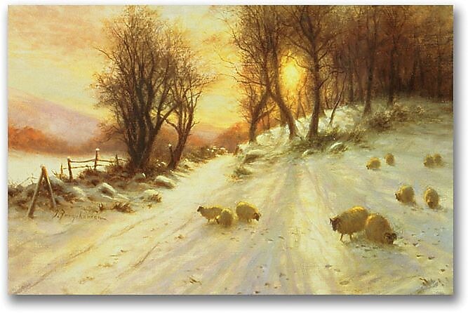 Trademark Global Joseph Farquharson "Sheep in the Winter" Canvas Art, 16" x 24"