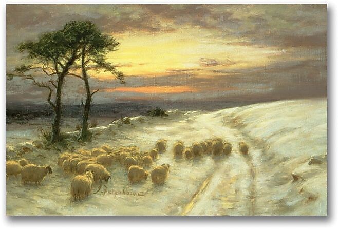 Trademark Global Joseph Farquharson "Sheep in the Snow" Canvas Art, 30" x 47"