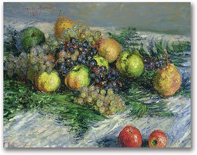 Trademark Global Claude Monet "Still Life with Pears and Grapes" Canvas Art, 18" x 24"