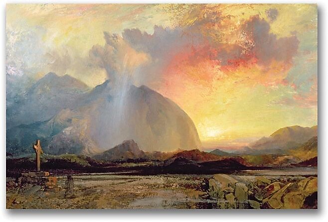 Trademark Global Thomas Moran "Sunset Vespars at the Rugged Cross" Canvas Art, 30" x 47"