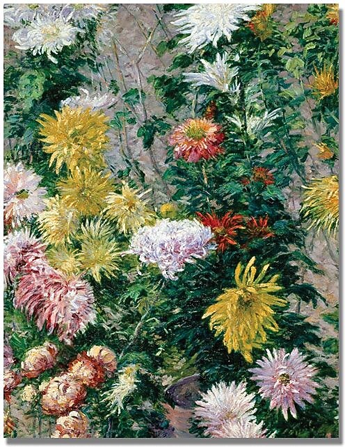 Trademark Global Gustave Cailebotte "White and Yellow Chrysanthemums" Canvas Art, 32" x 24"