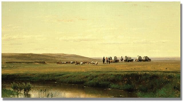 Trademark Global Thomas Ehittredge "A Wagon Train on the Plain" Canvas Art, 16" x 24"