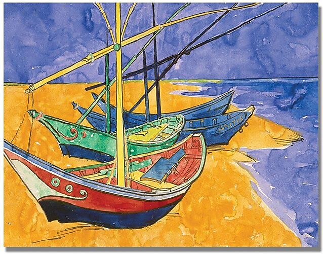 Trademark Global Vincent Van Gogh "Fishing Boats on the Beach" Canvas Art, 24" x 32"