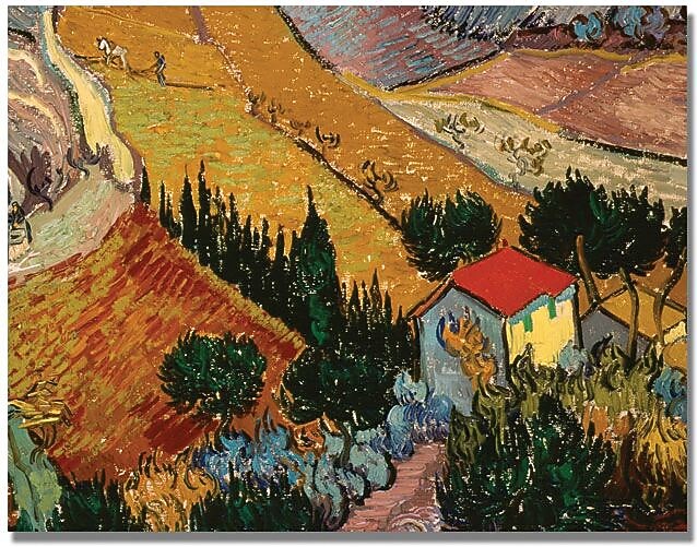 Trademark Global Vincent Van Gogh "Landscape with House" Canvas Art, 35" x 47"