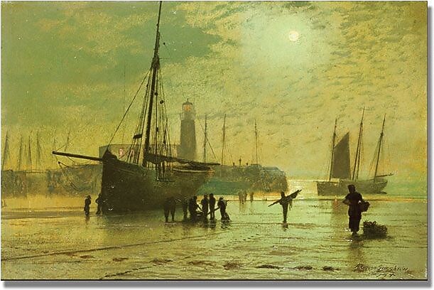 Trademark Global John Atkinson Grimshaw "The Lighthouse At Scarborough" Canvas Art, 16" x 24"