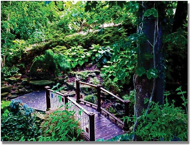 Trademark Global Kathie McCurdy "Bridge in the Garden of Light" Canvas Art, 18" x 24"