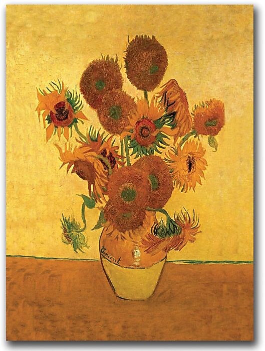 Trademark Global Vincent Van Gogh "Vase with Sunflowers" Canvas Art, 19" x 14"
