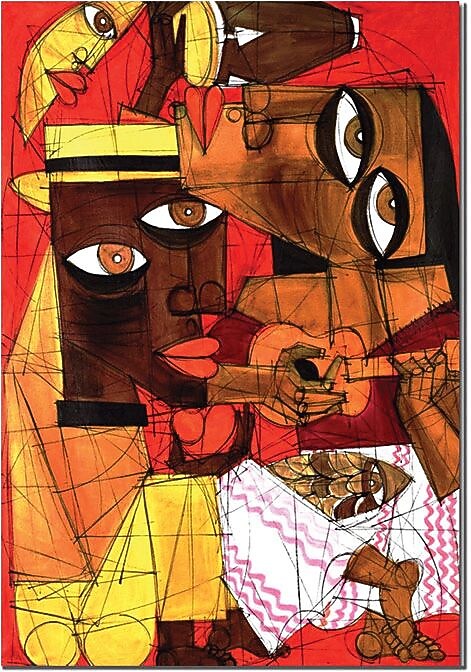 Trademark Global "Jammin in Red" Canvas Art, 24" x 18"