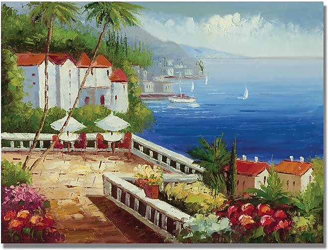 Trademark Global "Mediterranean View" Canvas Art, 35" x 47"