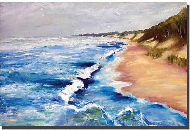 Trademark Global Michelle Calkins "Lake Michigan Beach with Whitecaps I" Canvas Art, 18" x 24"