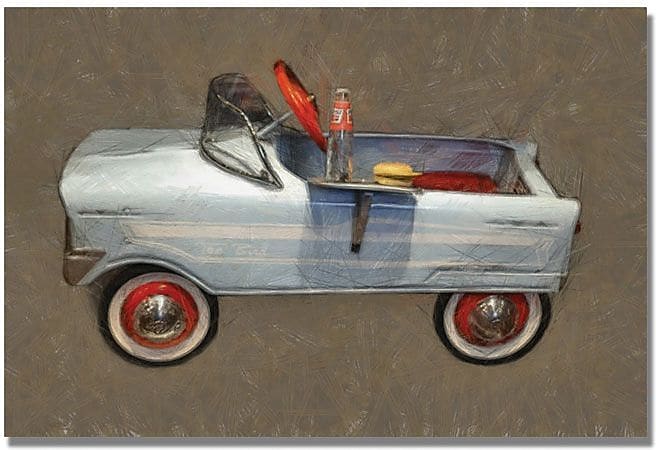 Trademark Global Michelle Calkins "Tee Bird Pedal Car" Canvas Art, 35" x 47"