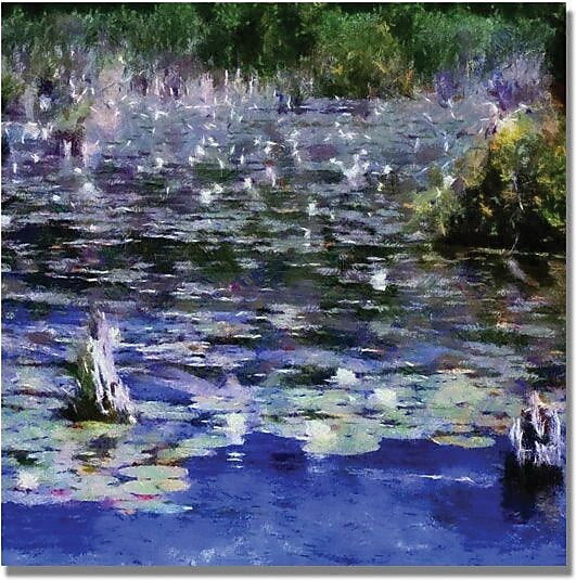 Trademark Global Michelle Calkins "Water Lilies in the River" Canvas Art, 18" x 18"