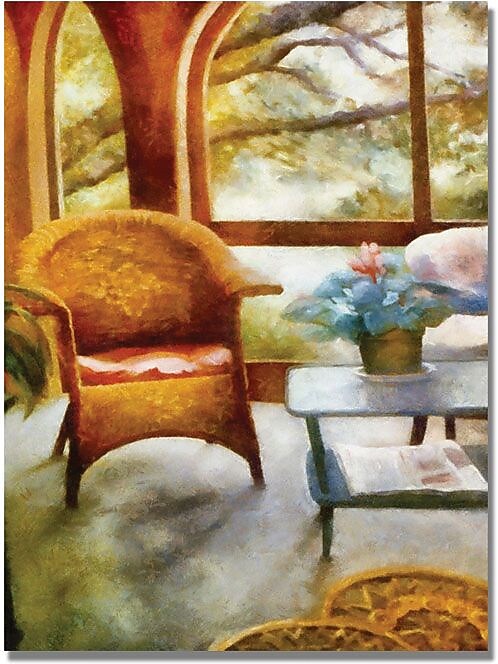 Trademark Global Michelle Calkins "Wicker Chair and Cyclmen" Canvas Art, 47" x 30"