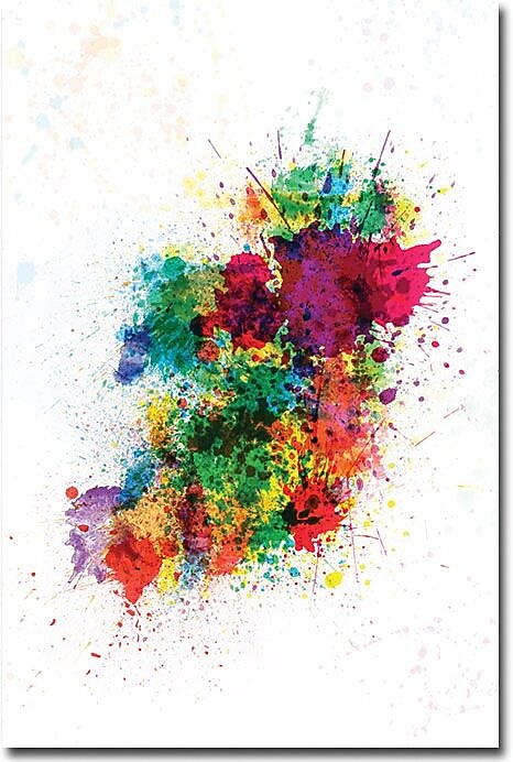 Trademark Global Michael Tompsett "Ireland Paint Splashes" Canvas Art, 24" x 16"