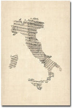 Trademark Global Michael Tompsett "Italy Old Sheet Music Map" Canvas Art, 47" x 30"