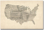 Trademark Global Michael Tompsett "USA Old Sheet Music Map" Canvas Art, 30" x 47"