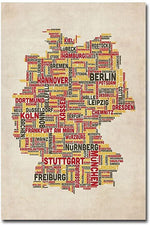 Trademark Global Michael Tompsett "Germany - Cities Text Map" Canvas Art, 24" x 16"