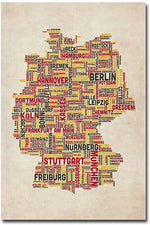 Trademark Global Michael Tompsett "Germany - Cities Text Map" Canvas Art, 47" x 30"