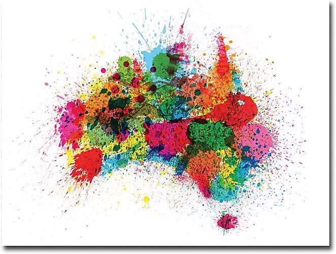 Trademark Global Michael Tompsett "Australia Paint Splashes" Canvas Art, 18" x 24"